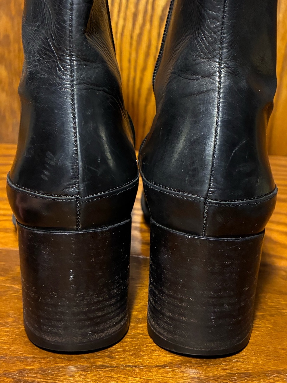 Y2K VTG Via Spiga ITALY MADE Square Toe Ankle Boots Black Leather Size 9 Narrow - Picture 9 of 15